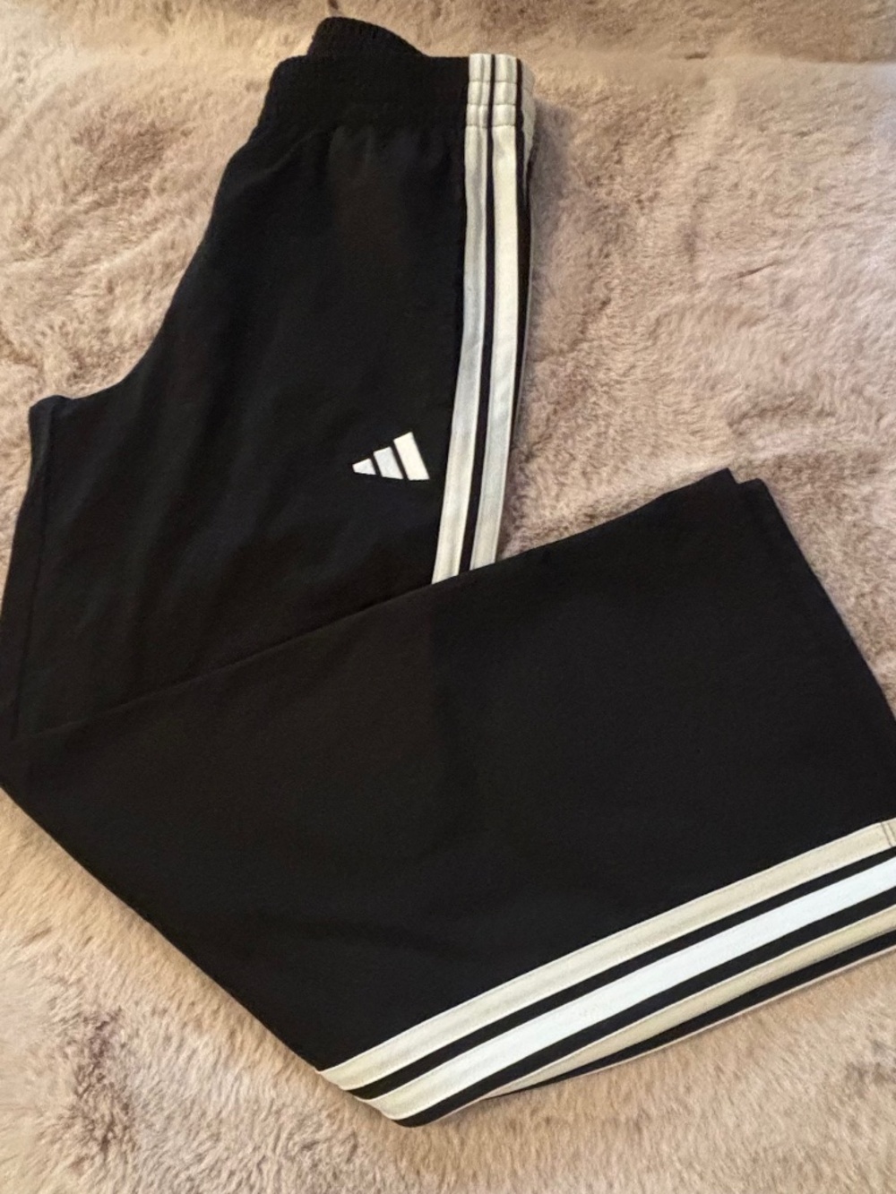 Adidas Capri Pants Regular Fit Black With White Side Stripes Sz Large US 14